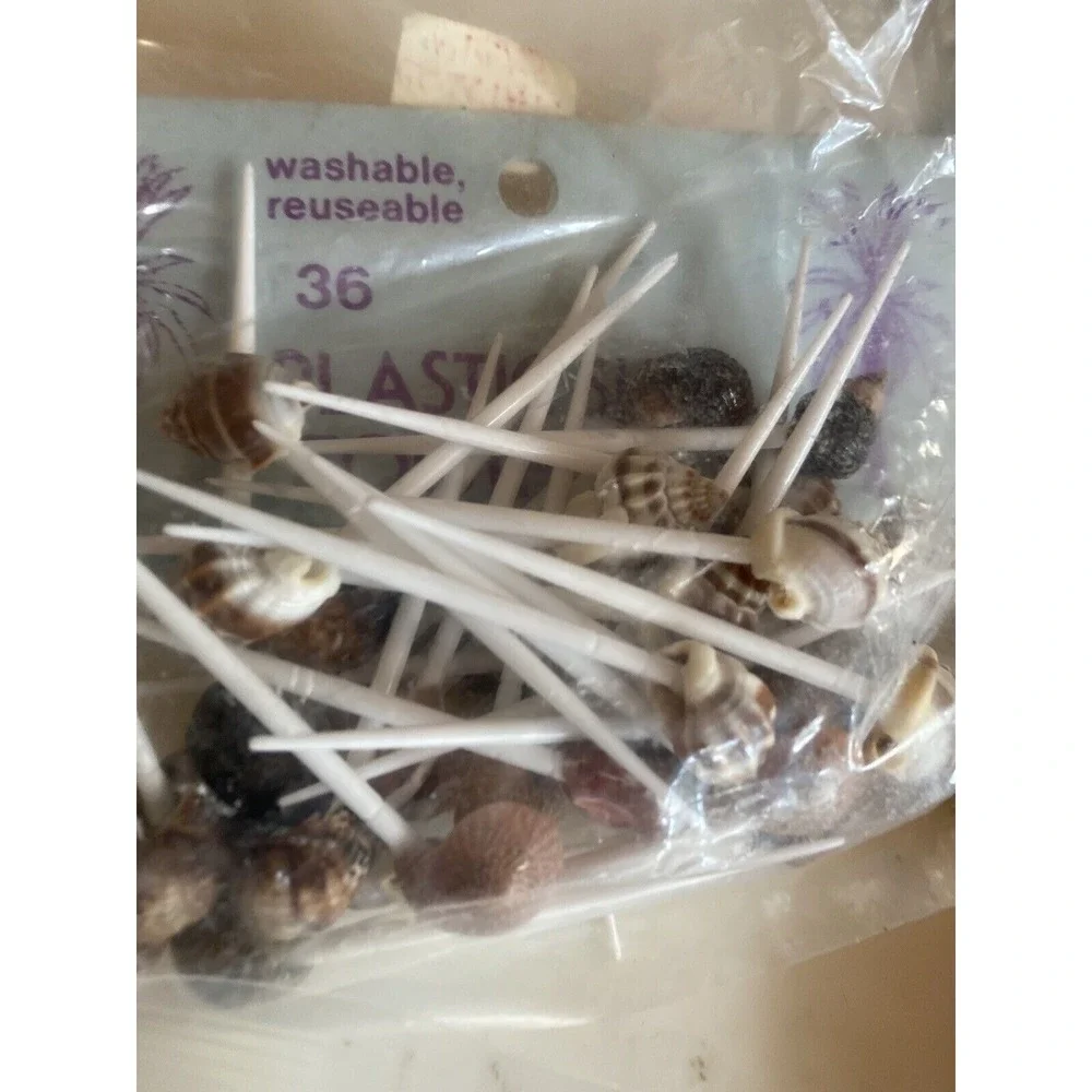 Cocktail Picks Brown Sea Shell Appetizer Toothpicks Coastal Tiki Lot